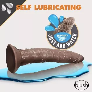 Blush Dr. Skin Glide - 7.5 Inch Self Lubricating Feels Like Skin Soft Realistic Dildo - Slim 1.5 Inch Thick - Sturdy Strap On Co