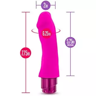 Blush Marco - 7.75" Pure Platinum Cured Puria Liquid Silicone Vibrator Dildo - Satin Smooth Ultrasilk - 2" Thick - IPX7 Waterpro