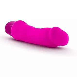 Blush Marco - 7.75" Pure Platinum Cured Puria Liquid Silicone Vibrator Dildo - Satin Smooth Ultrasilk - 2" Thick - IPX7 Waterpro