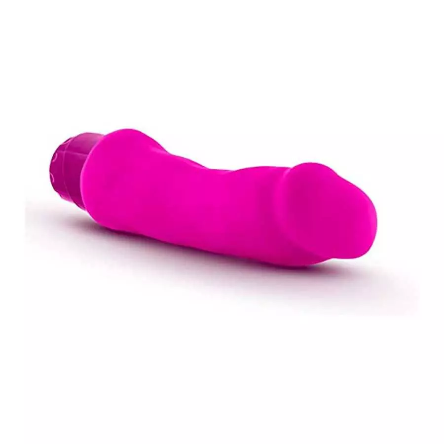 Blush Marco - 7.75" Pure Platinum Cured Puria Liquid Silicone Vibrator Dildo - Satin Smooth Ultrasilk - 2" Thick - IPX7 Waterpro