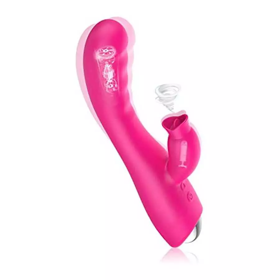 Licking and Sucking Toy Thrusting G Spot Rose for Women Waterproof Silent Pleasure Dual Motor Sucker Cordless Vibrator Soft Orga
