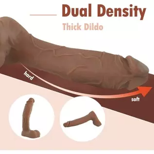 Huge Dildo, 9 Inch Realistic Dildo Feels Like Skin, Dual Density Liquid Silicone Dildo with Unique Suction Cup, Big Size Anal Di