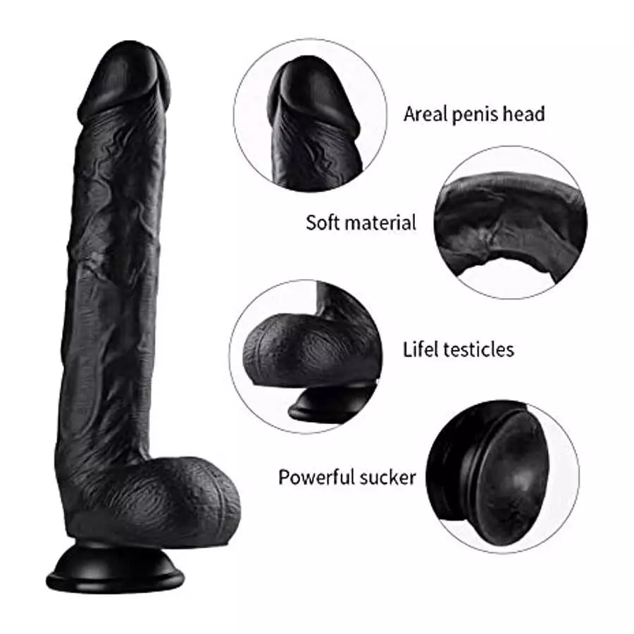 LEQC Realistic Dildos Feels Like Skin, 10 Inch Soft Dildo with Suction Cup for Hands-Free Play, Body-Safe Material and Adult Sex