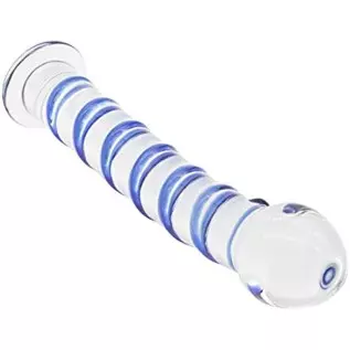 Crystal Glass Pleasure Wand Dildo Penis with Blue Raised Spiral Texture Mushroom Tip Anal Butt Plug Sex Factory Crystal Glass Pleasure Wand Dildo Penis with Blue Raised Spiral Texture Mushroom Tip Anal Butt Plug Sex Factory
