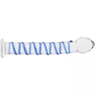 Crystal Glass Pleasure Wand Dildo Penis with Blue Raised Spiral Texture Mushroom Tip Anal Butt Plug Sex Factory Crystal Glass Pleasure Wand Dildo Penis with Blue Raised Spiral Texture Mushroom Tip Anal Butt Plug Sex Factory