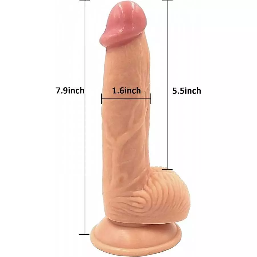 Realistic Dildos Feels Like Skin, 7.9 Inch Flesh Dildo with Suction Cup for Hands-Free Play, Body-Safe Material and Adult Sex To