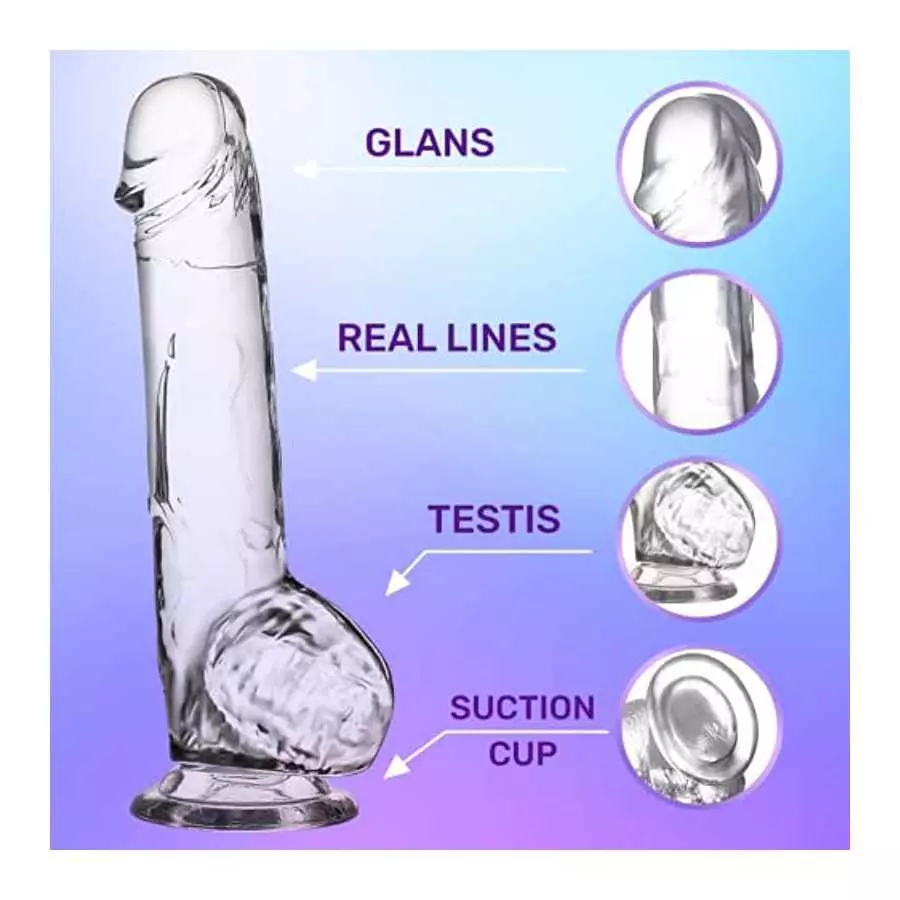 Realistic Dildo 9.5” Clear Suction Dildo Cup for Hands-Free for Women, Big Dildos for G-Spot Stimulation Dildos Anal Sex Toys fo