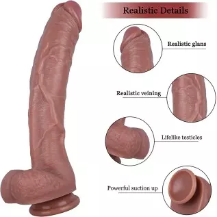 Huge Realistic Dildo with Strong Suction Cup, Adult Sex Toys for G-spot Orgasm and Anal Play Lesbian & Couple (Black) Huge Realistic Dildo with Strong Suction Cup, Adult Sex Toys for G-spot Orgasm and Anal Play Lesbian & Couple (Black)