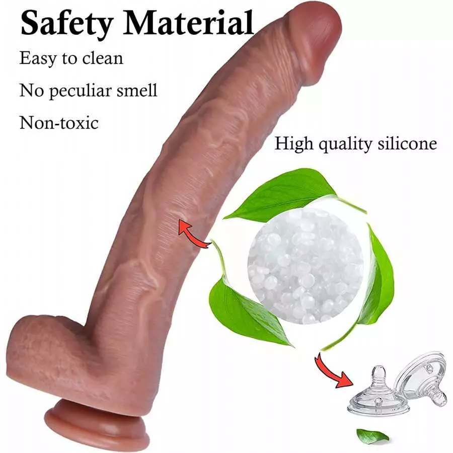 Huge Realistic Dildo with Strong Suction Cup, Adult Sex Toys for G-spot Orgasm and Anal Play Lesbian & Couple (Black)