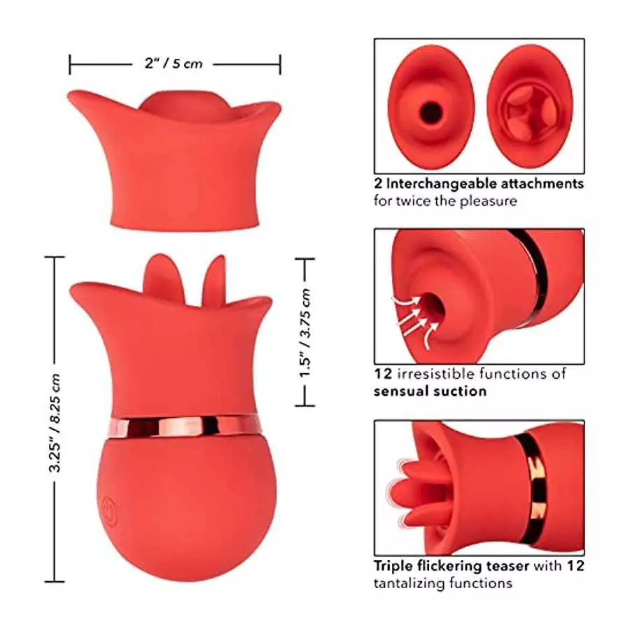 CalExotics French Kiss Suck and Play Interchangeable Set - Premium Rechargeable Travel Size Suction Vibrator - Luxury Adult Sex 