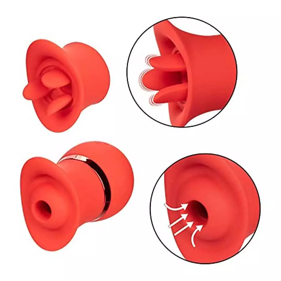 CalExotics French Kiss Suck and Play Interchangeable Set - Premium Rechargeable Travel Size Suction Vibrator - Luxury Adult Sex 