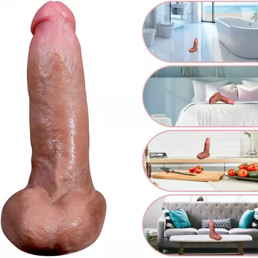 9.25 Inch Huge Realistic Dildo with Strong Suction Cup Liquid Silicone Anal Dildo Lifelike Penis for Vaginal and Anal Play Women
