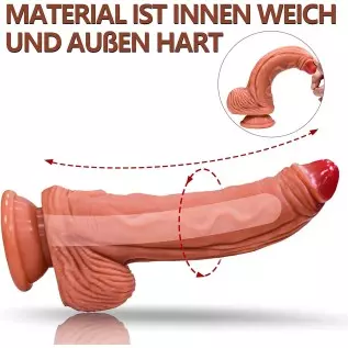Realistic Dildo, Double Density Texture Silicone Dildo with Strong Suction Cup, Can be Used Hands-Free, Simulation Penis Can Sti