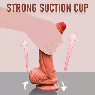 Realistic Dildo, Double Density Texture Silicone Dildo with Strong Suction Cup, Can be Used Hands-Free, Simulation Penis Can Sti