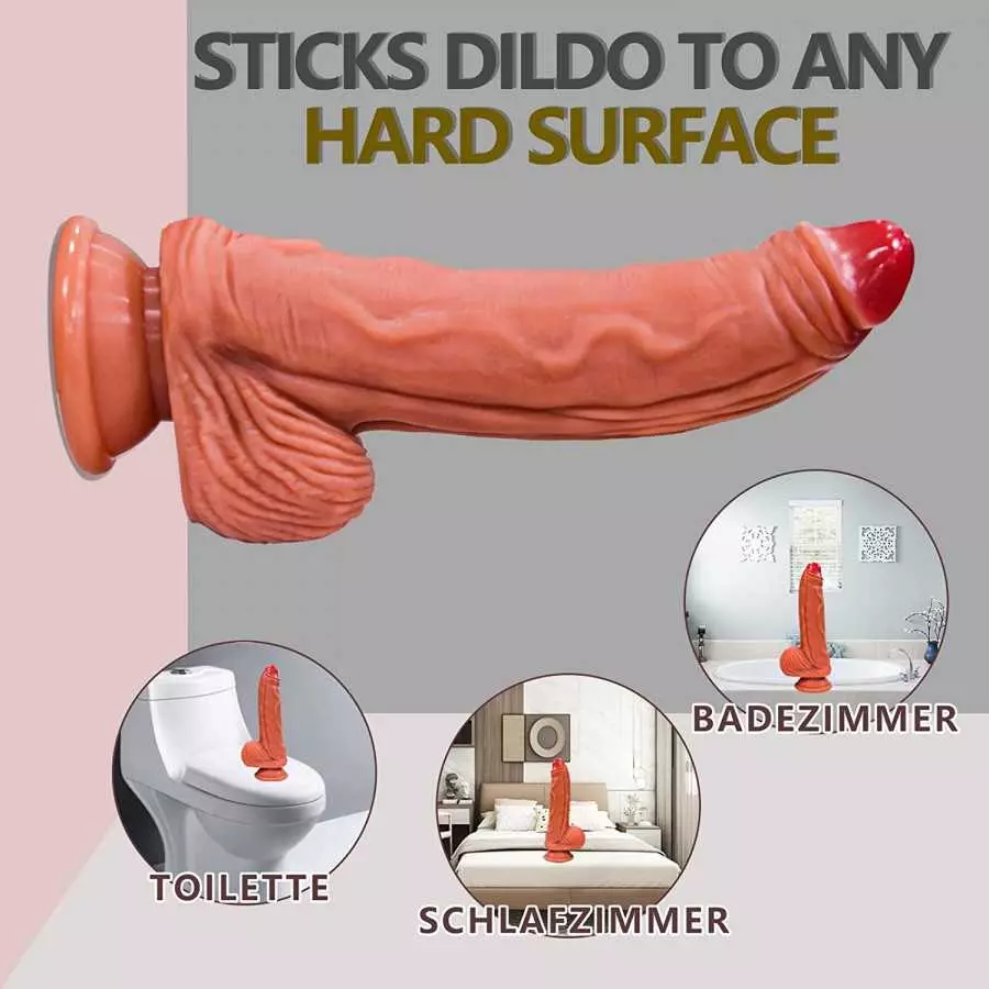 Realistic Dildo, Double Density Texture Silicone Dildo with Strong Suction Cup, Can be Used Hands-Free, Simulation Penis Can Sti