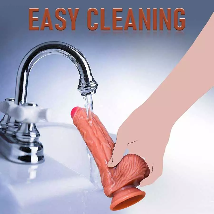 Realistic Dildo, Double Density Texture Silicone Dildo with Strong Suction Cup, Can be Used Hands-Free, Simulation Penis Can Sti
