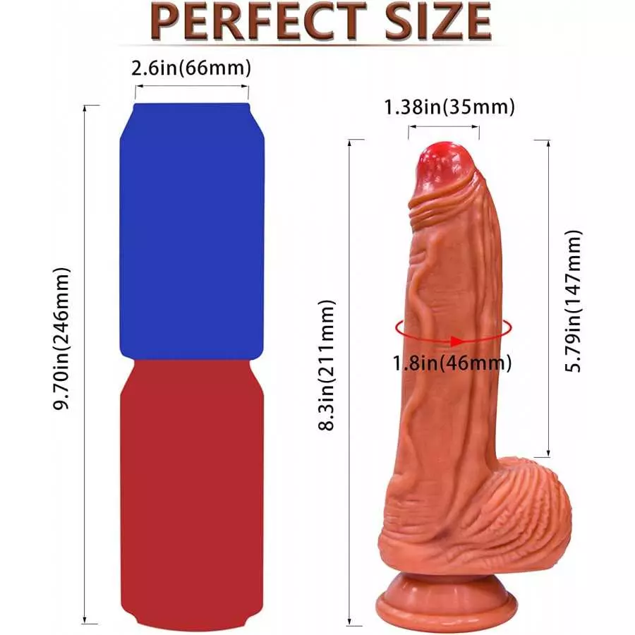 Realistic Dildo, Double Density Texture Silicone Dildo with Strong Suction Cup, Can be Used Hands-Free, Simulation Penis Can Sti