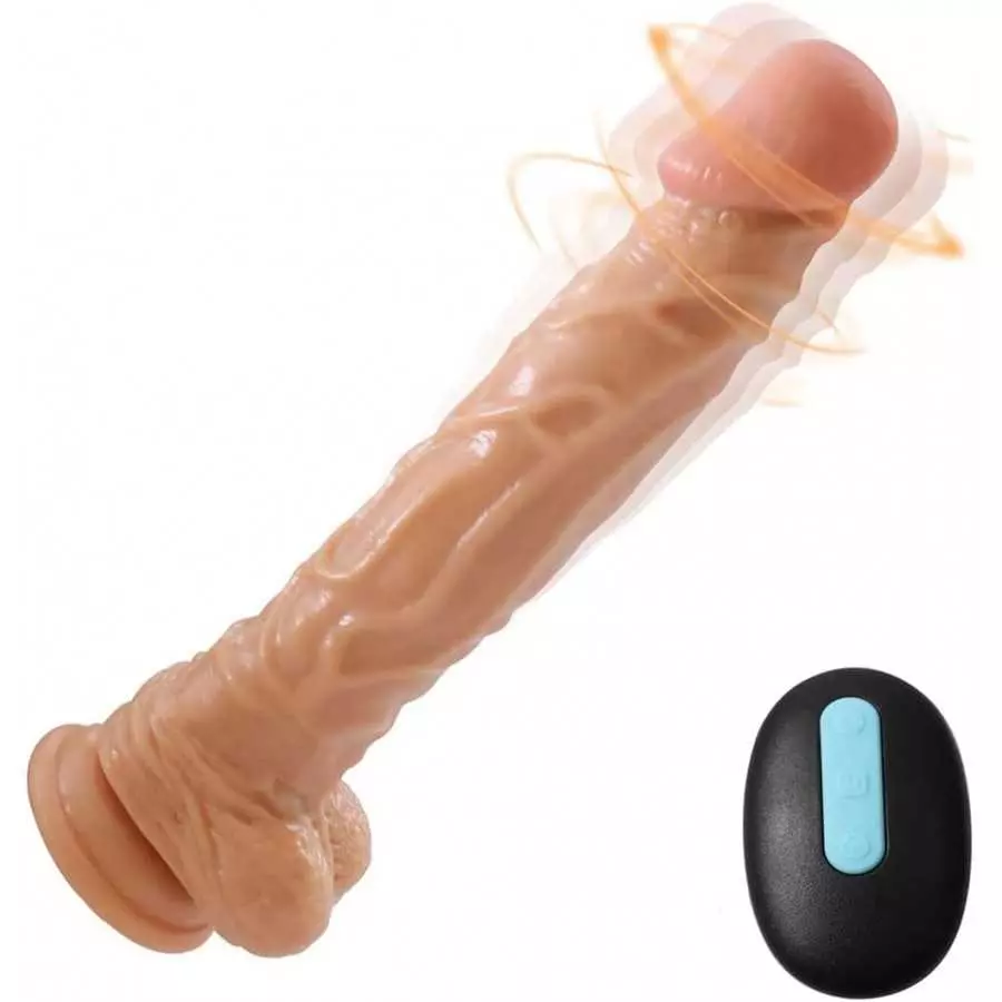 Thrusting Realistic Dildo Vibrator Sex Toy for Women,Body-Safe Material Giant Rechargeable Thrust Dildo with 3 Telescopic & 5 Vi