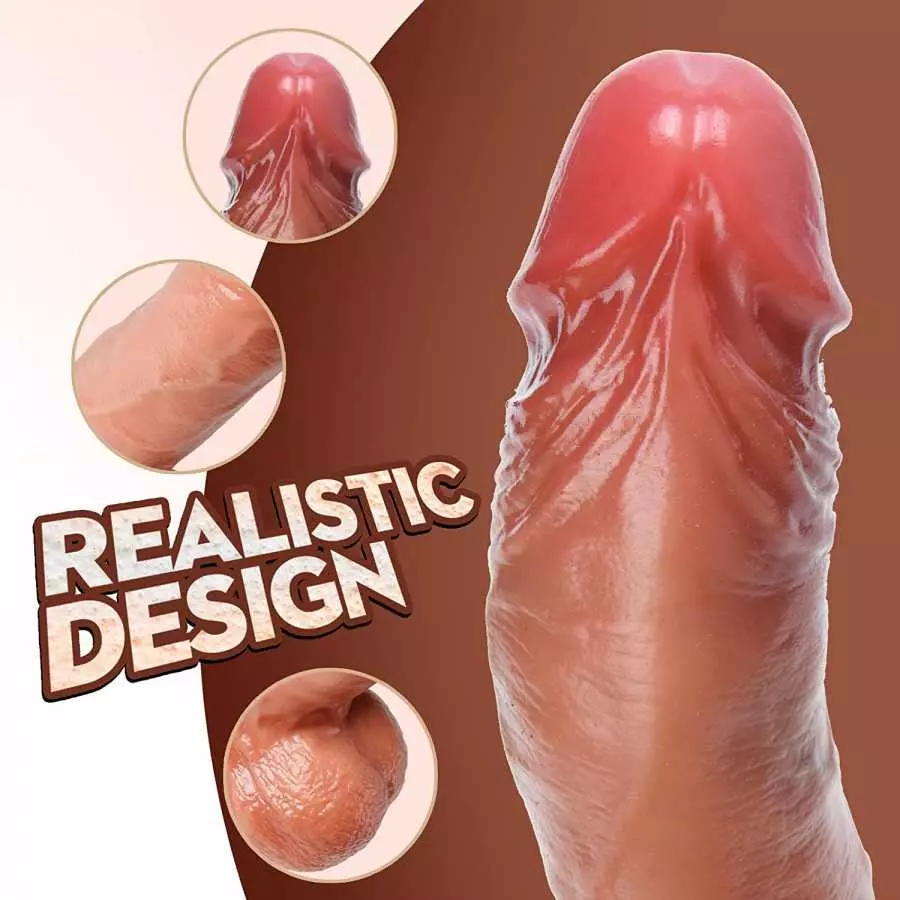 Thrusting Realistic Dildo Vibrator Sex Toy for Women,Body-Safe Material Giant Rechargeable Thrust Dildo with 3 Telescopic & 5 Vi