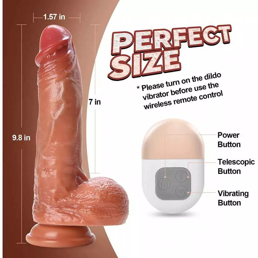 Thrusting Realistic Dildo Vibrator Sex Toy for Women,Body-Safe Material Giant Rechargeable Thrust Dildo with 3 Telescopic & 5 Vi