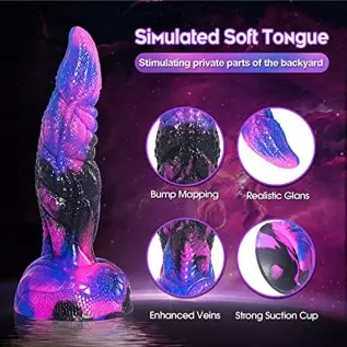 Realistic Dragon Dildo for Women: 8.2in Soft Liquid Silicone Dildo with Strong Suction Cup, Vaginal Hands-Free Anal Play Massage