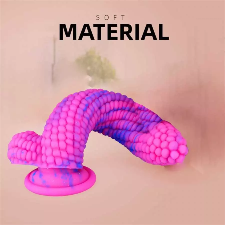 WEMAY Monster Dildo Colourful Big Grain Corn Adult Sex Toy with Strong Suction Cup 8 Inch Flexible Soft Vegetable Dildos - Pink