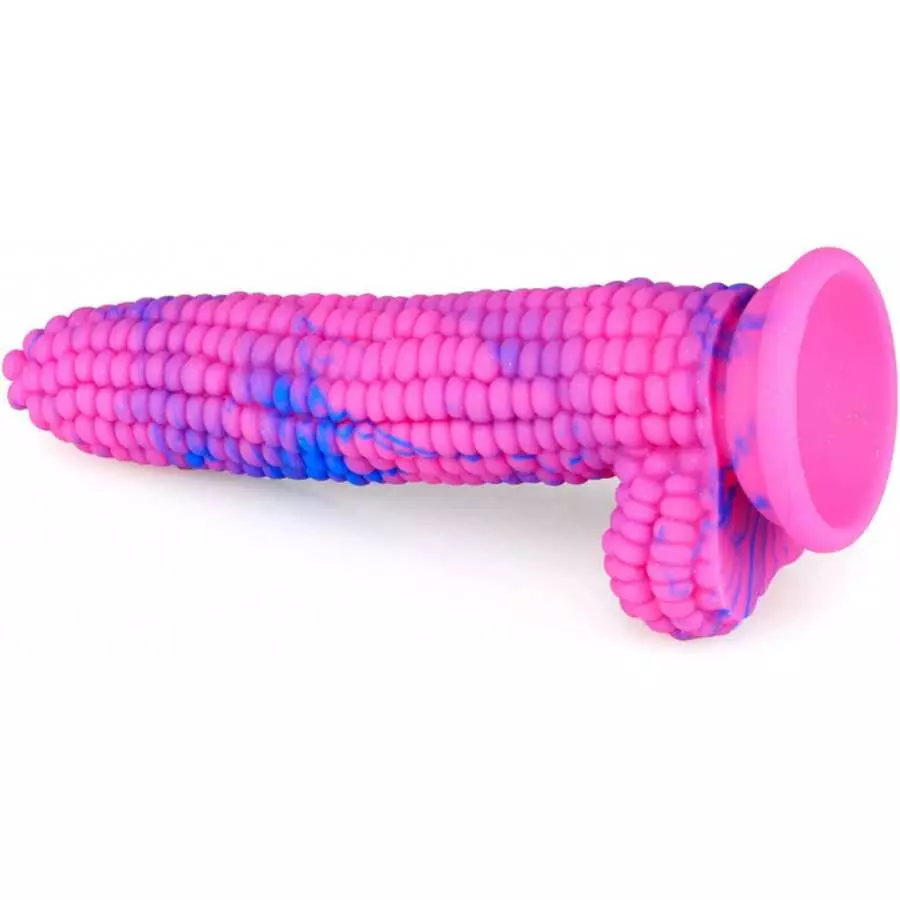 WEMAY Monster Dildo Colourful Big Grain Corn Adult Sex Toy with Strong Suction Cup 8 Inch Flexible Soft Vegetable Dildos - Pink