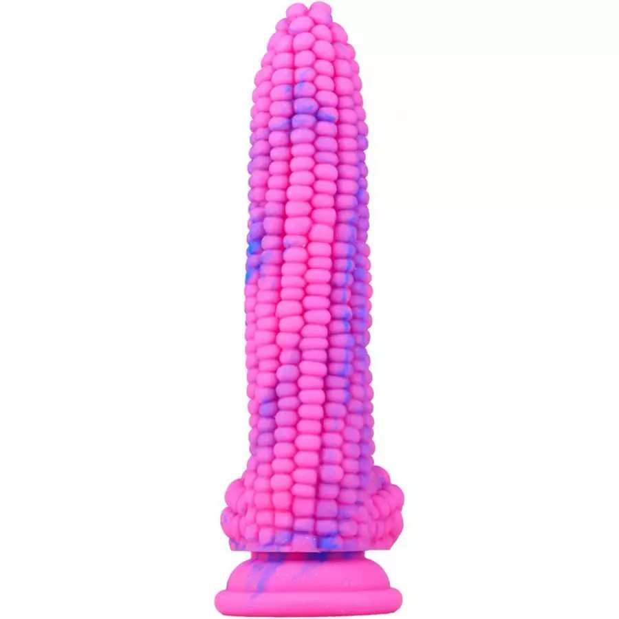 WEMAY Monster Dildo Colourful Big Grain Corn Adult Sex Toy with Strong Suction Cup 8 Inch Flexible Soft Vegetable Dildos - Pink