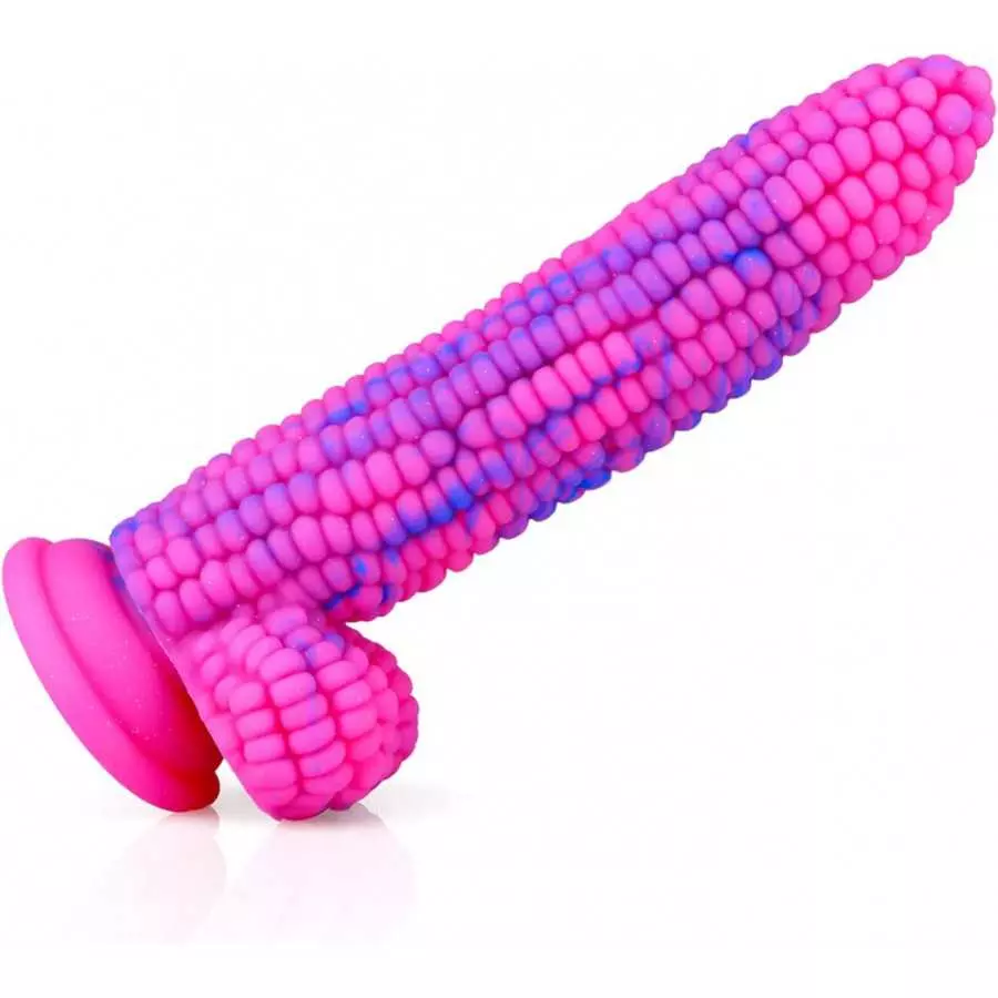 WEMAY Monster Dildo Colourful Big Grain Corn Adult Sex Toy with Strong Suction Cup 8 Inch Flexible Soft Vegetable Dildos - Pink