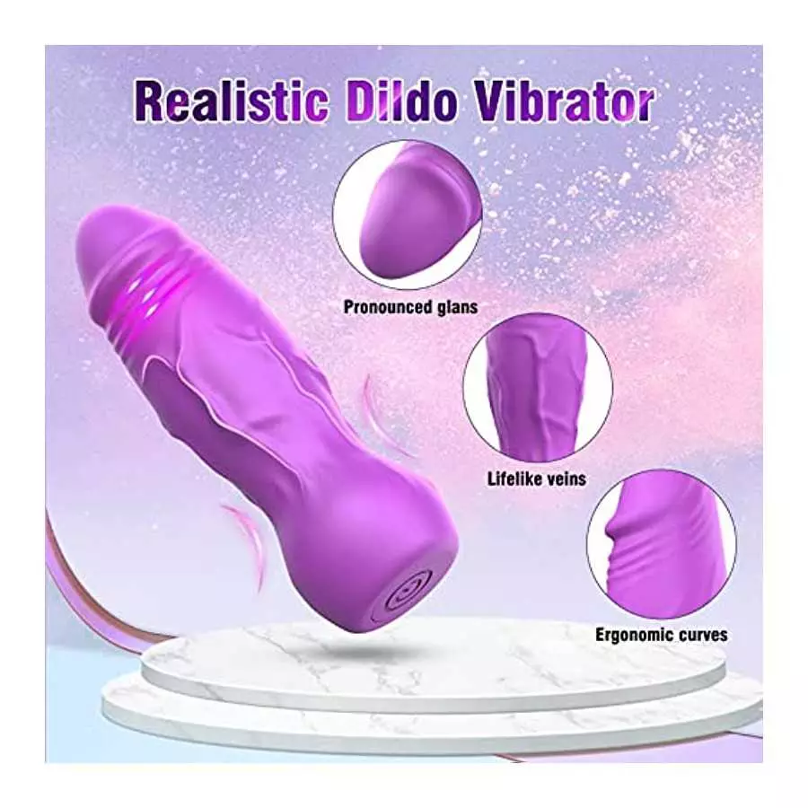 2-Piece Small Dildo Bullet Vibrator -Purple &Brown Adult Sex Toys for Women Pleasure | Mini Realistic Dildo Vibrators for Her