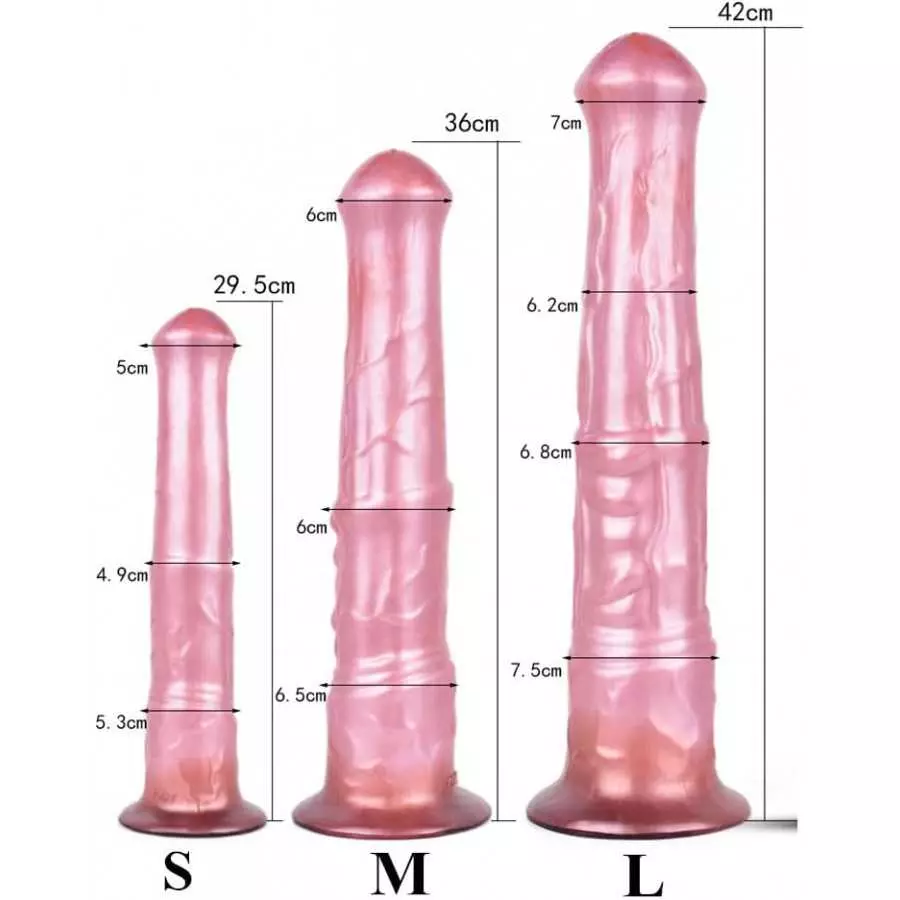 Long Optional Size Silicone Made Soft Artificial Horse Dildo Multi Color Suction Flexible Animal Style Different Texture (M)