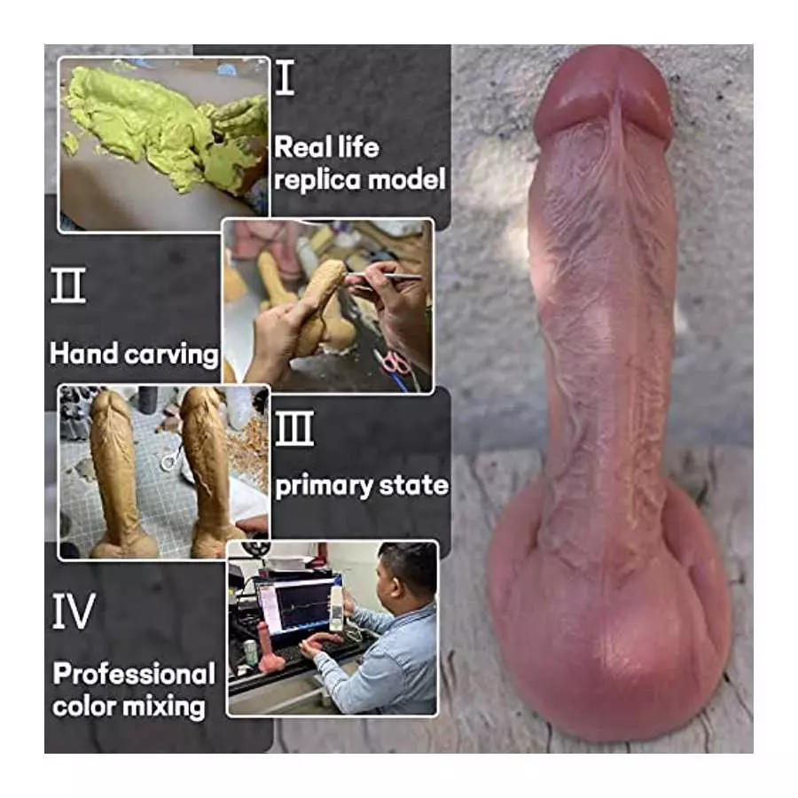 8.18 Inch Huge Realistic Dildo, Lifelike Penis with Big Glans Head Adult Sex Toy for Female Pussy and Anal Orgasm, Suction Cup D