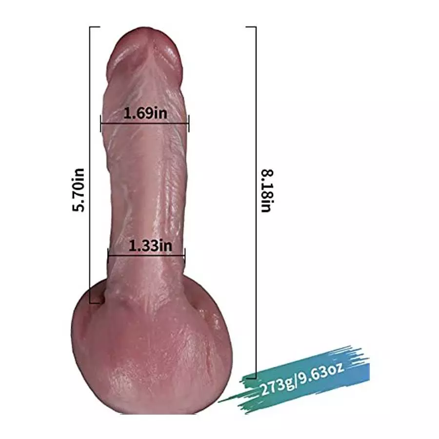 8.18 Inch Huge Realistic Dildo, Lifelike Penis with Big Glans Head Adult Sex Toy for Female Pussy and Anal Orgasm, Suction Cup D