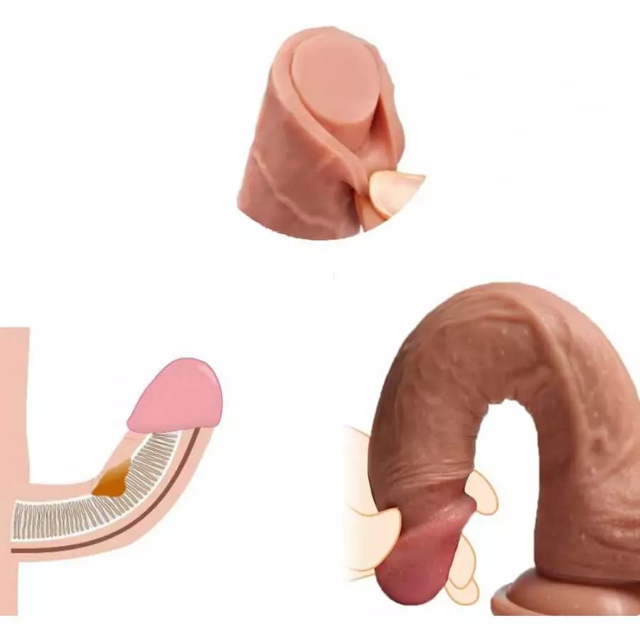 SXOVO Liquid Silicone G-spot Stimulator, 9.8 inch Double Layered Fake Penis with Strong Suction Cup for Hands-Free Play, Huge Re