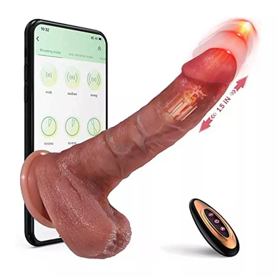 Realistic Dildo Thrusting Dildo Vibrator with 5 Thrusting Modes 9.5 Inch Vibrating Dildo, App and Remote Control G Spot Dildos A Realistic Dildo Thrusting Dildo Vibrator with 5 Thrusting Modes 9.5 Inch Vibrating Dildo, App and Remote Control G Spot Dildos A