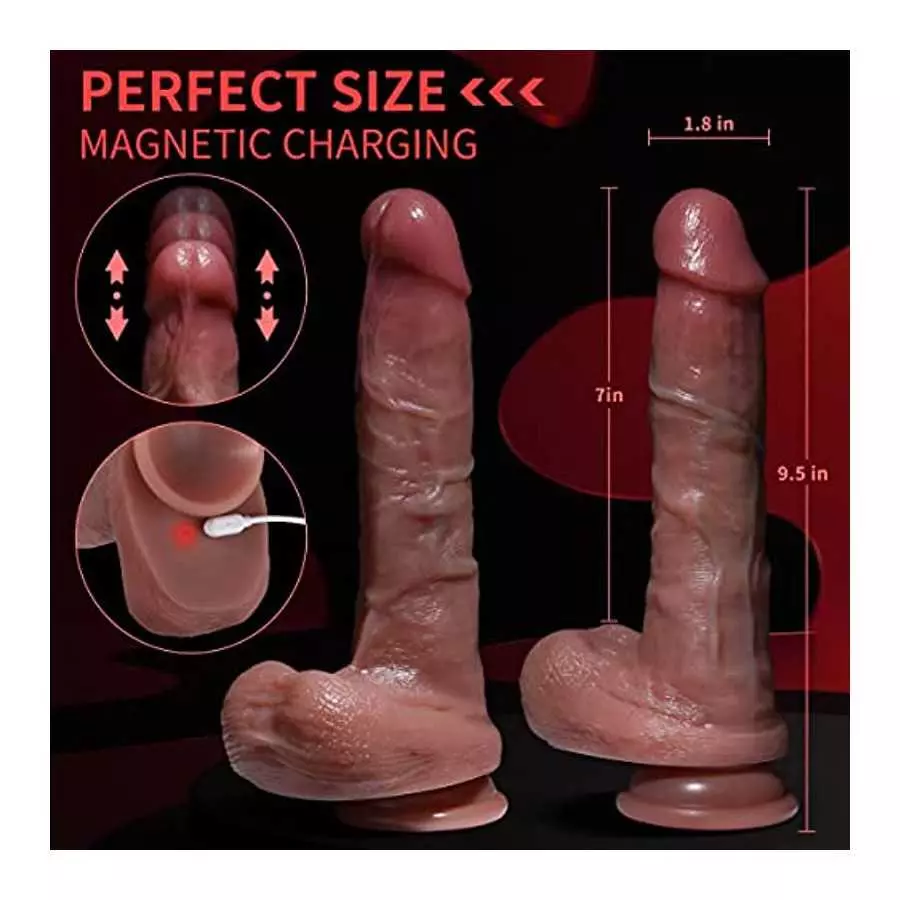 Realistic Dildo Thrusting Dildo Vibrator with 5 Thrusting Modes 9.5 Inch Vibrating Dildo, App and Remote Control G Spot Dildos A