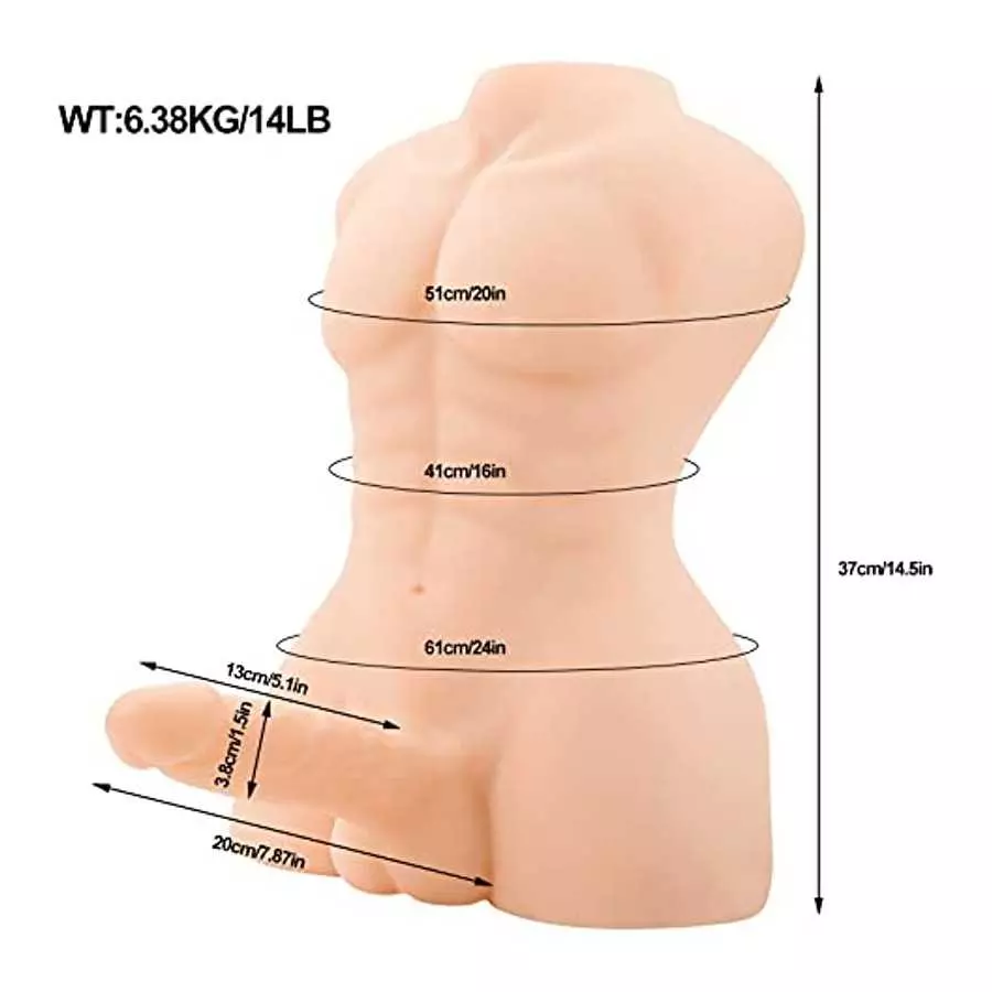 14 LB Heavy Dildo Sex Doll for Women - Male Torso Sex Doll with Realistic Penis & Tight Anal for Female Pleasure Toys,Big Dildo