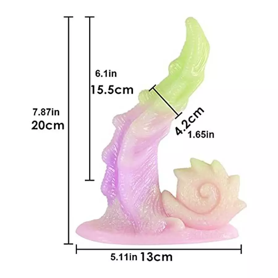 Luminous Monster Realistic Dildo with Strong Suction Cup, 7.87 Inch Fluorescent Animal Snails Dildo G Spot Dildo for Women