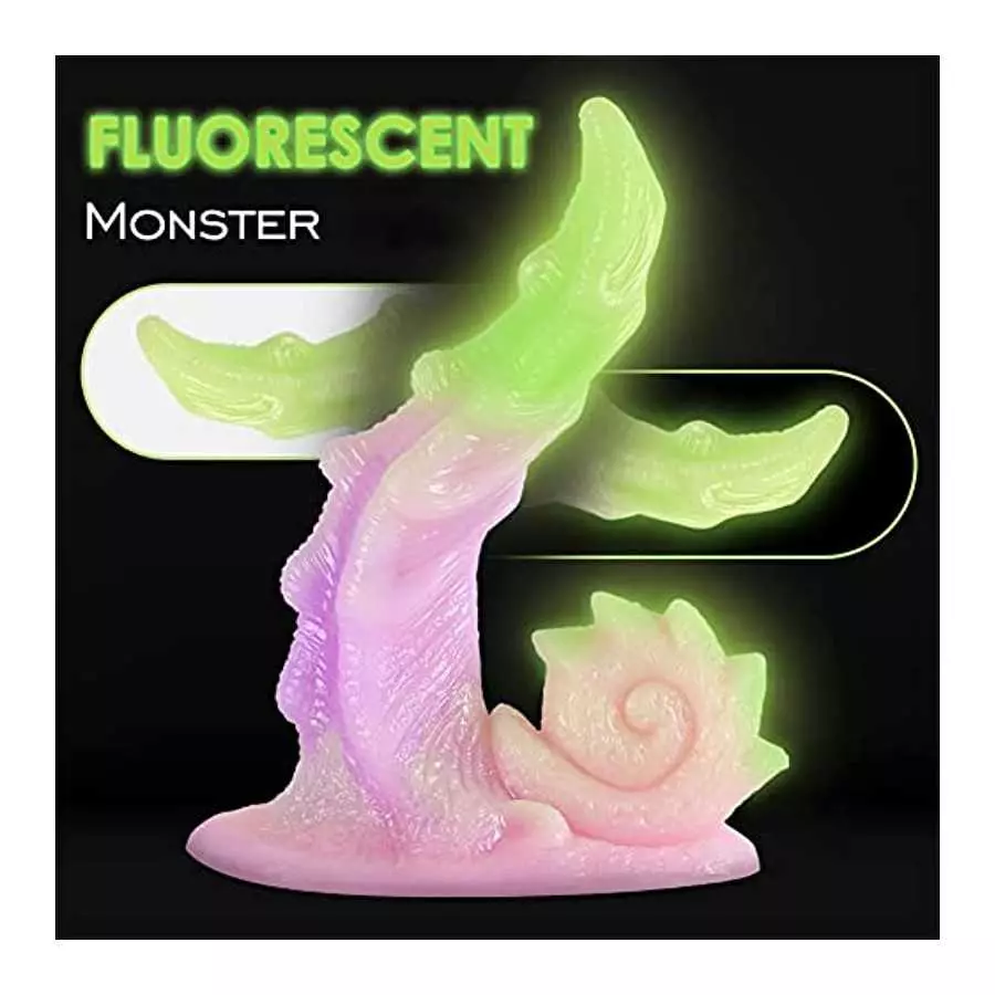 Luminous Monster Realistic Dildo with Strong Suction Cup, 7.87 Inch Fluorescent Animal Snails Dildo G Spot Dildo for Women