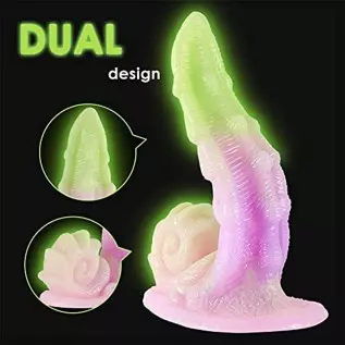 Luminous Monster Realistic Dildo with Strong Suction Cup, 7.87 Inch Fluorescent Animal Snails Dildo G Spot Dildo for Women