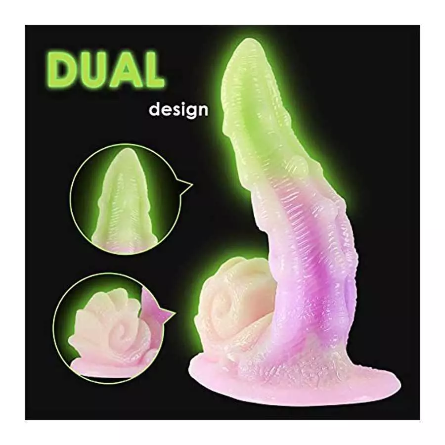 Luminous Monster Realistic Dildo with Strong Suction Cup, 7.87 Inch Fluorescent Animal Snails Dildo G Spot Dildo for Women