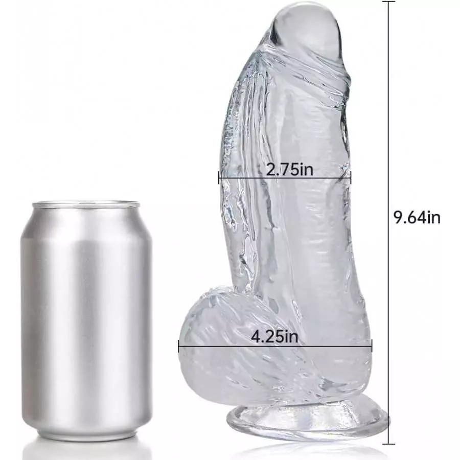 Huge Realistic Dildo Stimulator, Transparent Flexible Penis Dildo with Strong Suction Cup Base for Hands-Free Play, Lifelike Pen
