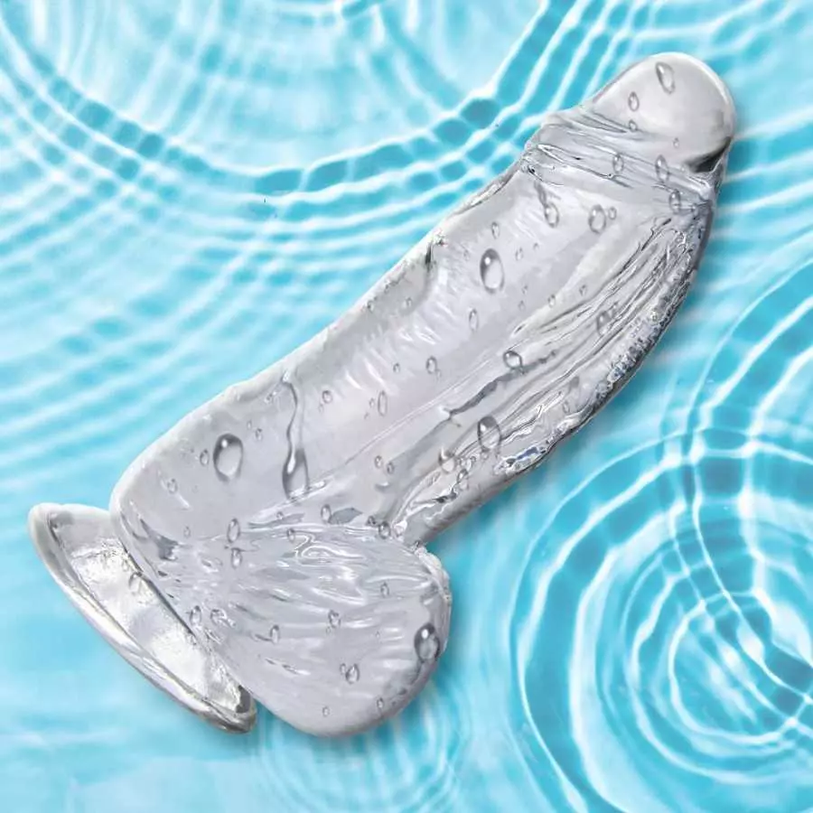 Huge Realistic Dildo Stimulator, Transparent Flexible Penis Dildo with Strong Suction Cup Base for Hands-Free Play, Lifelike Pen