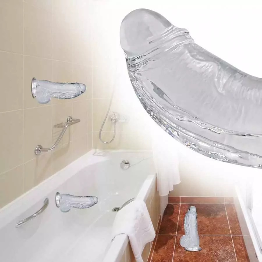 Huge Realistic Dildo Stimulator, Transparent Flexible Penis Dildo with Strong Suction Cup Base for Hands-Free Play, Lifelike Pen