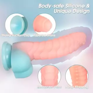 Realistic Dildo Sex Toy for Women , 7" Color Luminous Liquid Silicone Adult G-Spot Stimulator with Strong Suction Cup Vaginal An
