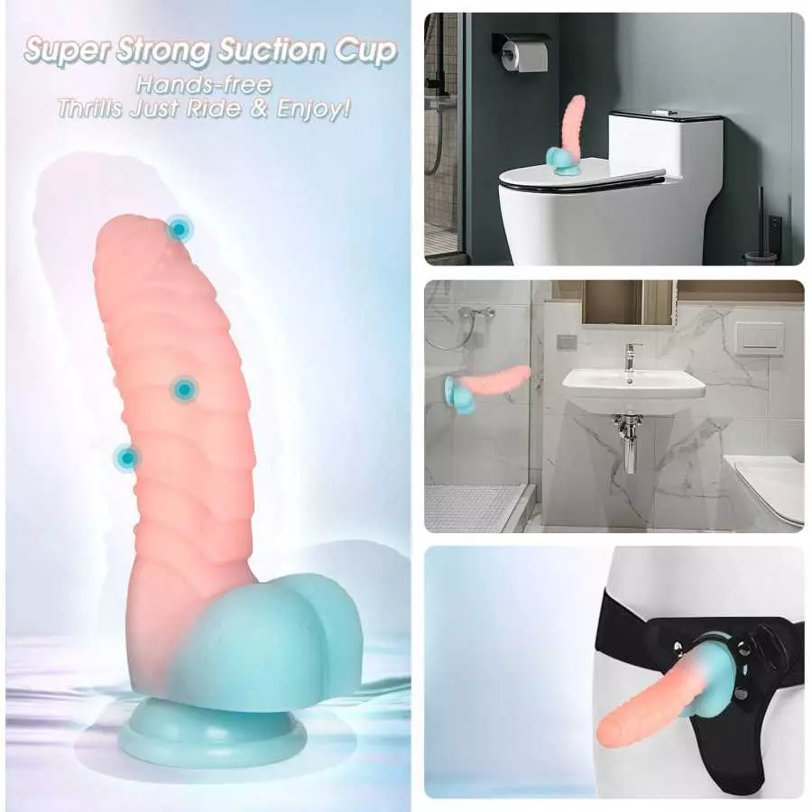 Realistic Dildo Sex Toy for Women , 7" Color Luminous Liquid Silicone Adult G-Spot Stimulator with Strong Suction Cup Vaginal An