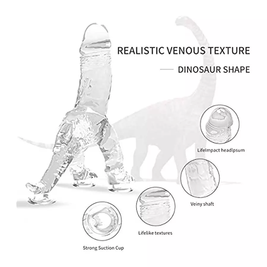 IEBEAUTI Dildo for Women, Sexual Pleasure Tools for Women Dinosaur Clear Dildo with Suction Cup Sex Toys Vaginal and Anales Sex