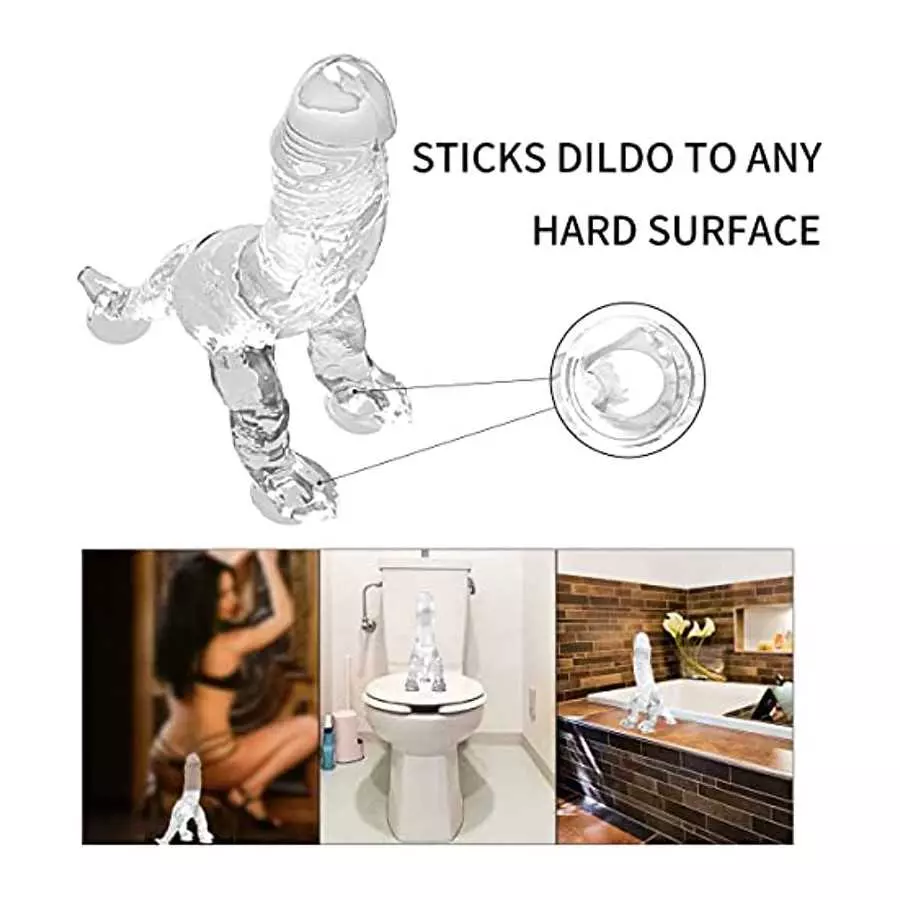 IEBEAUTI Dildo for Women, Sexual Pleasure Tools for Women Dinosaur Clear Dildo with Suction Cup Sex Toys Vaginal and Anales Sex