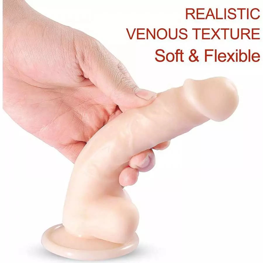 8 Inch Realistic Dildo with Strong Suction Cup for Hands-Free Play, Body-Safe Material Realistic Penis for G-Spot Stimulation Di