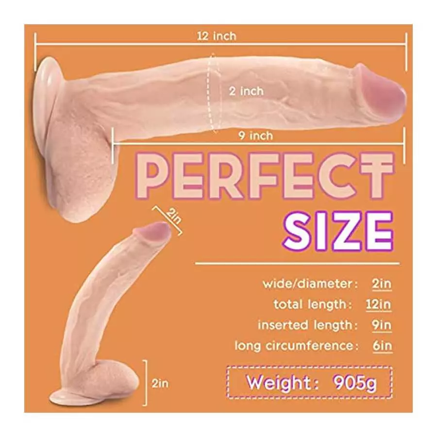 Realistic Dildo 12inch Lifelike Huge Dildo Sex Toys for Women, Soft Large G spot Dildo with Strong Suction Cup for Hands-Free Pl